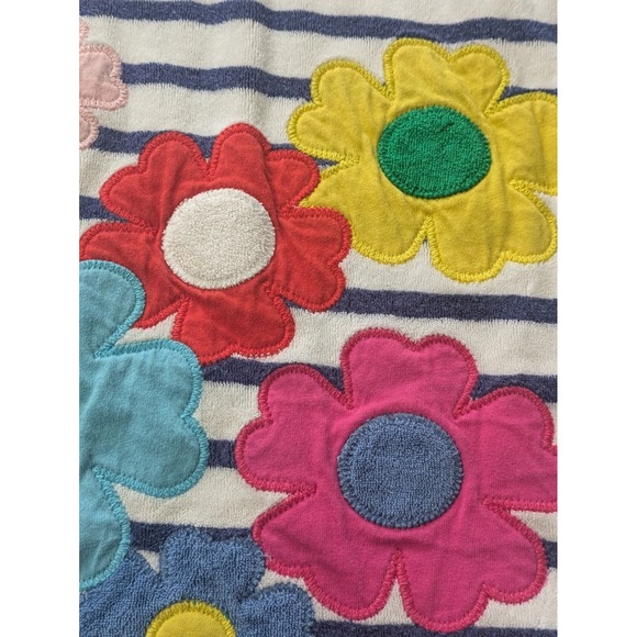 Mini Boden Hooded Terry Dress Blue Striped Floral 6-7Y Girls Cover-Up - Picture 6 of 10